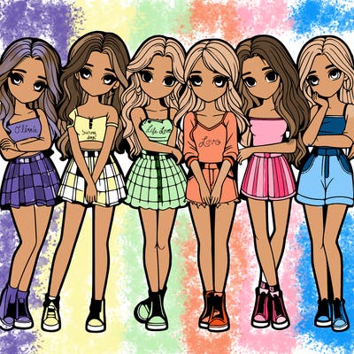 a group of girls realistic