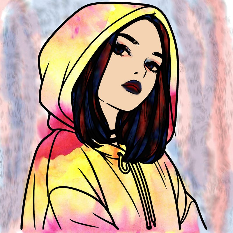 a realistic girl in a hoodie