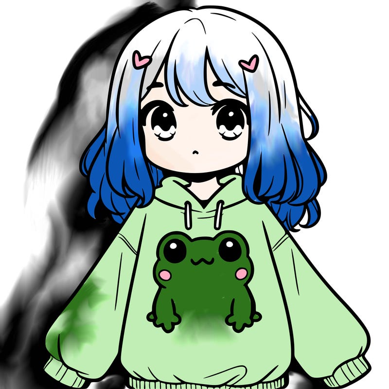 girl wearing frogging sweatshirt