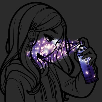 a realistic girl spray painting