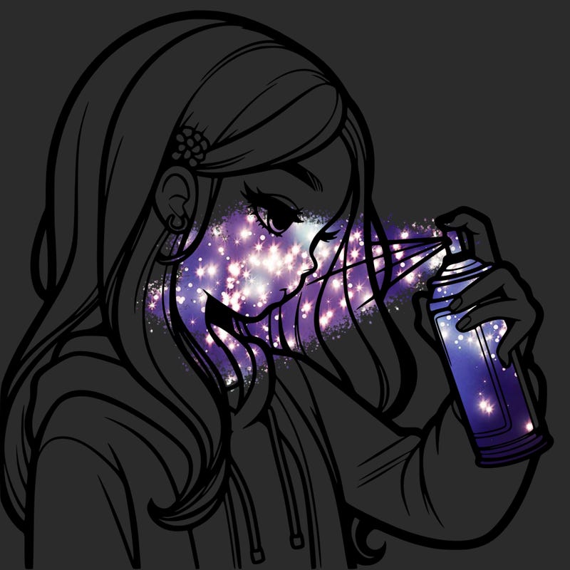 a realistic girl spray painting