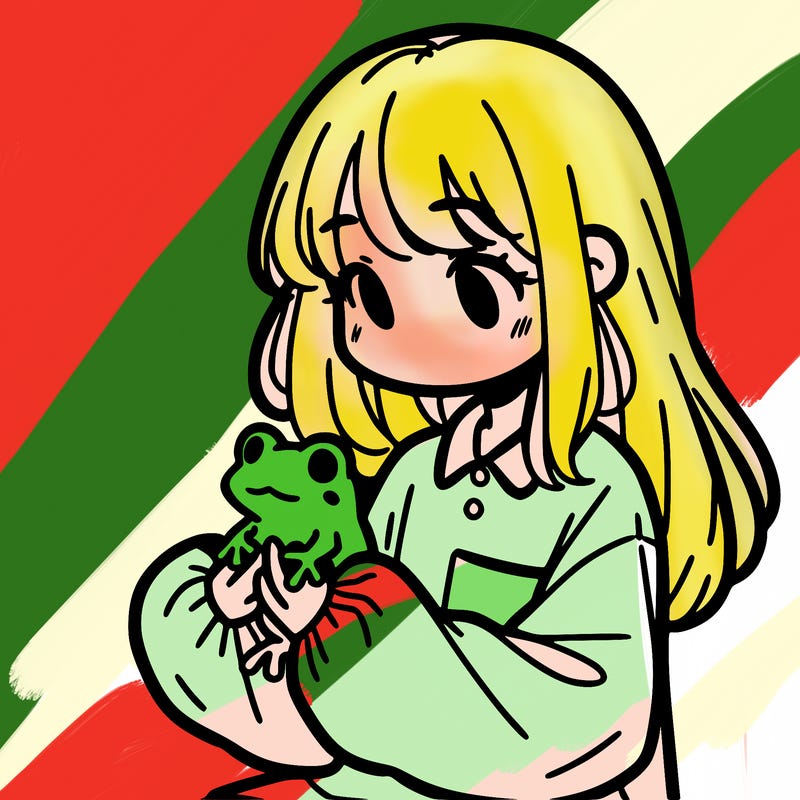 girl with long hair and a oversized shirt. and she is holding a frog