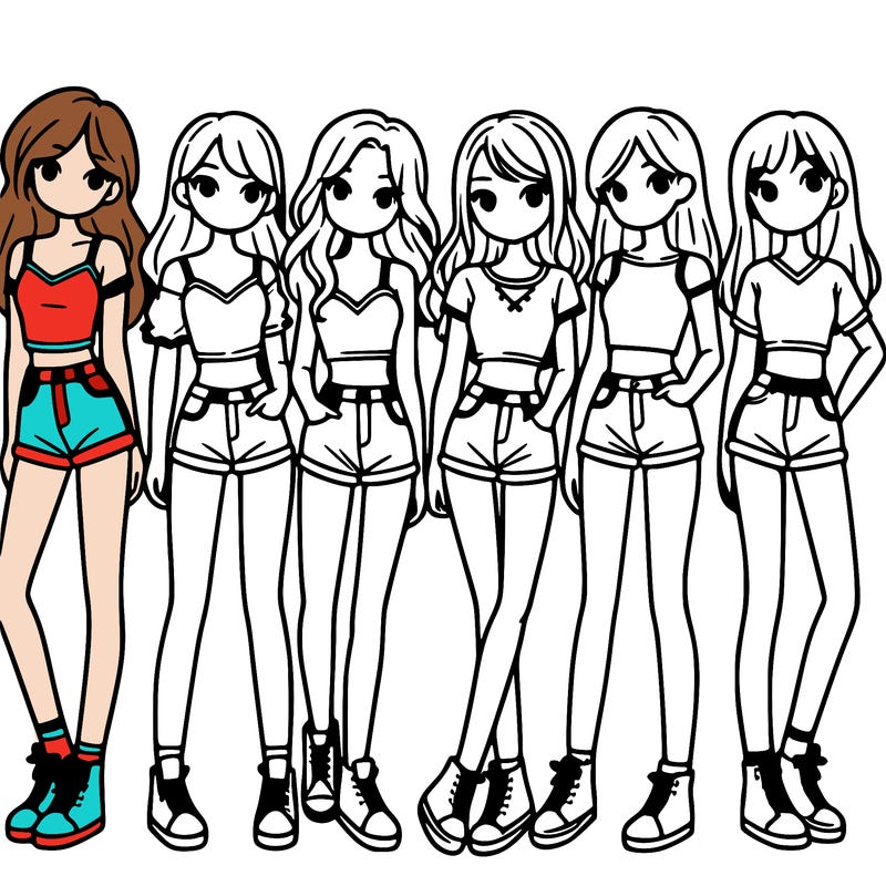 a group of girls wearing crop tops and shorts