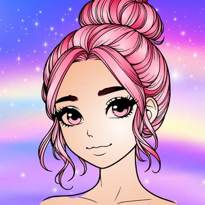 realistic pretty girl with hair in bun