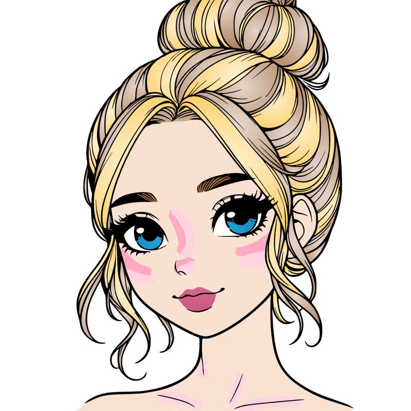 realistic pretty girl with hair in bun