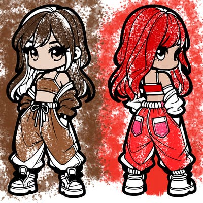 girl in crop top and baggy pants