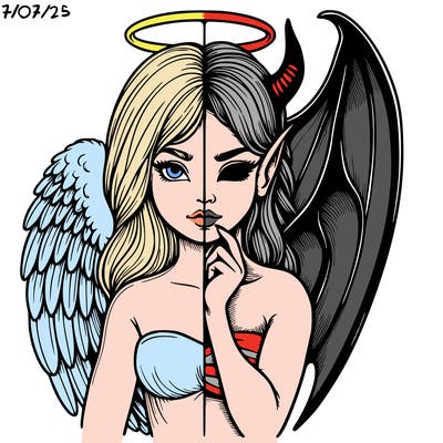realistic angel half demon