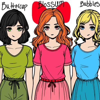 three realistic girls standing up