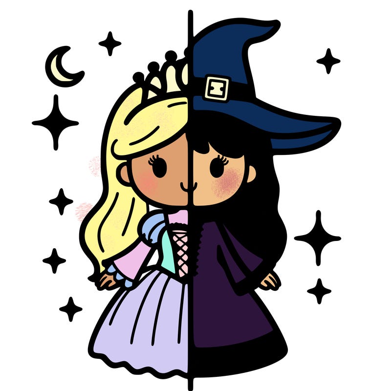 split princess and witch