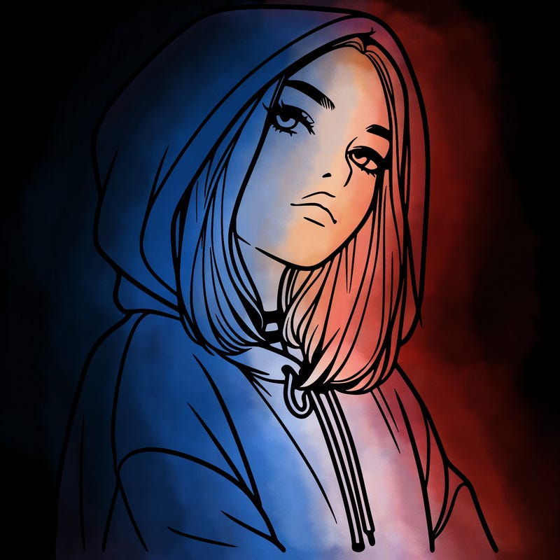 a realistic girl in a hoodie