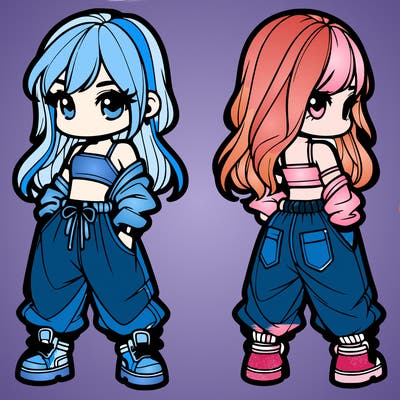 girl in crop top and baggy pants