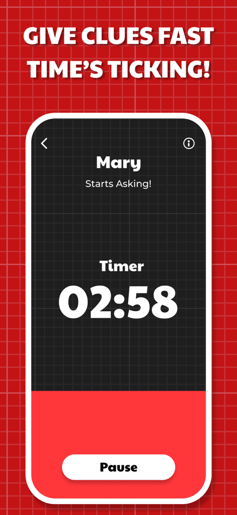 A countdown timer screen in the Fakeit imposter party game.