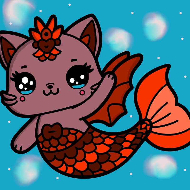 mermaid dragon cat