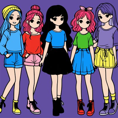 a group of five girls