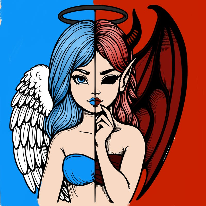 realistic angel half demon