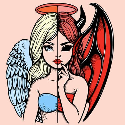 realistic angel half demon