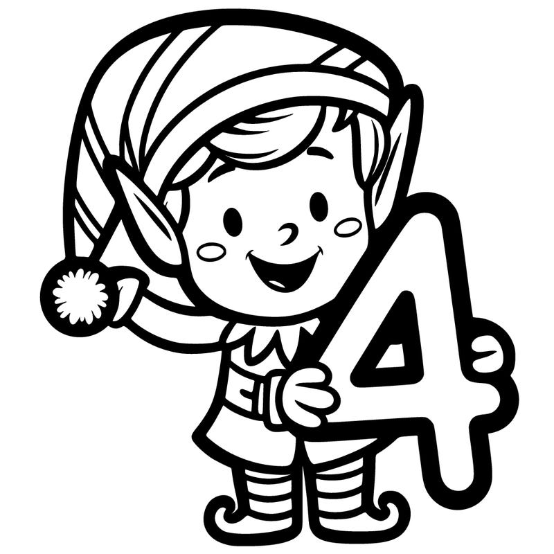 christmas elf holding the number 4