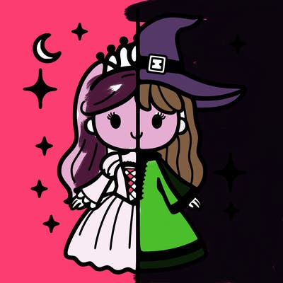 split princess and witch