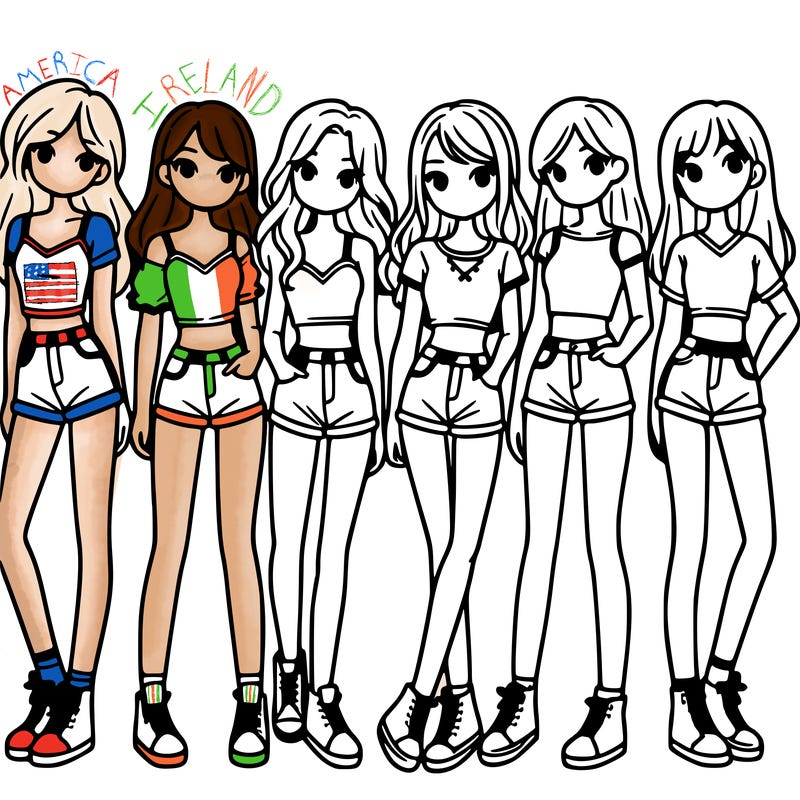 a group of girls wearing crop tops and shorts