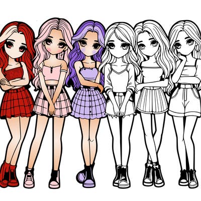 a group of girls realistic