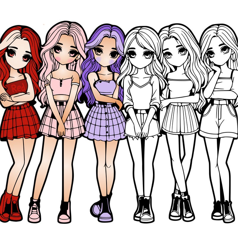 a group of girls realistic