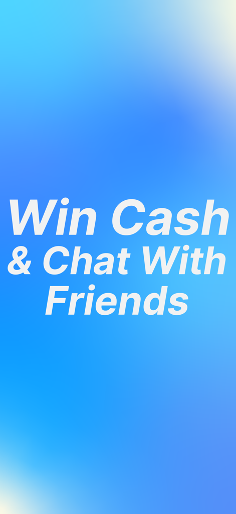 GuChat app promo text displaying Win Cash and Chat With Friends on a blue gradient background.