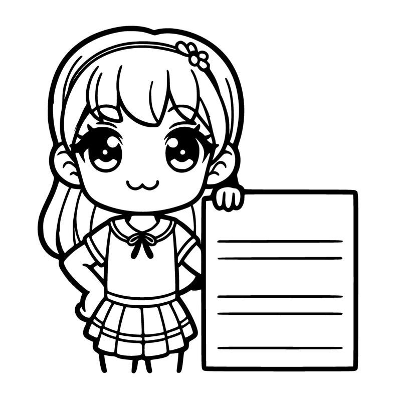 a girl with a blank sine