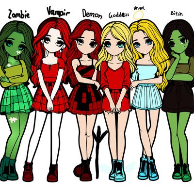 a group of girls realistic