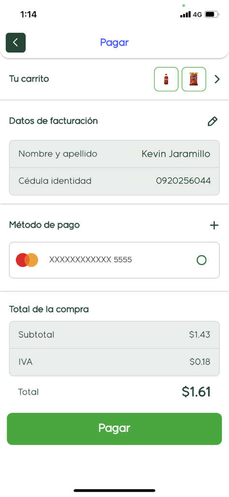 SuperEasy Box - SuperEasy Box app checkout screen showing billing details and total purchase amount