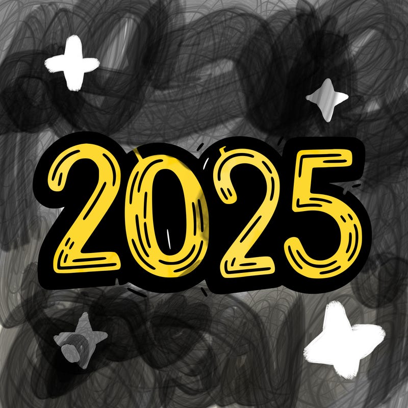 one line scrawled numbers sketch design “2025”