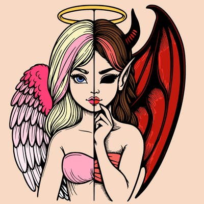 realistic angel half demon