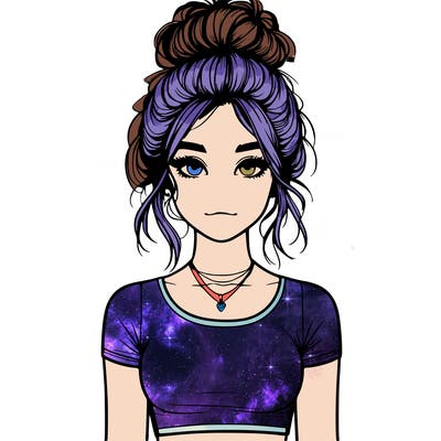 realistic girl with messy bun and croptop