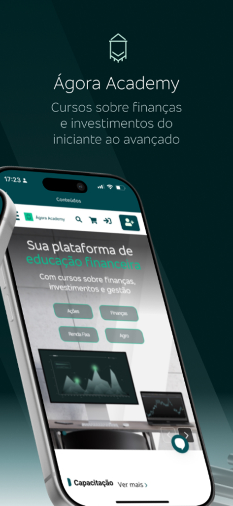 Agora Academy interface featuring financial education courses for different investor levels