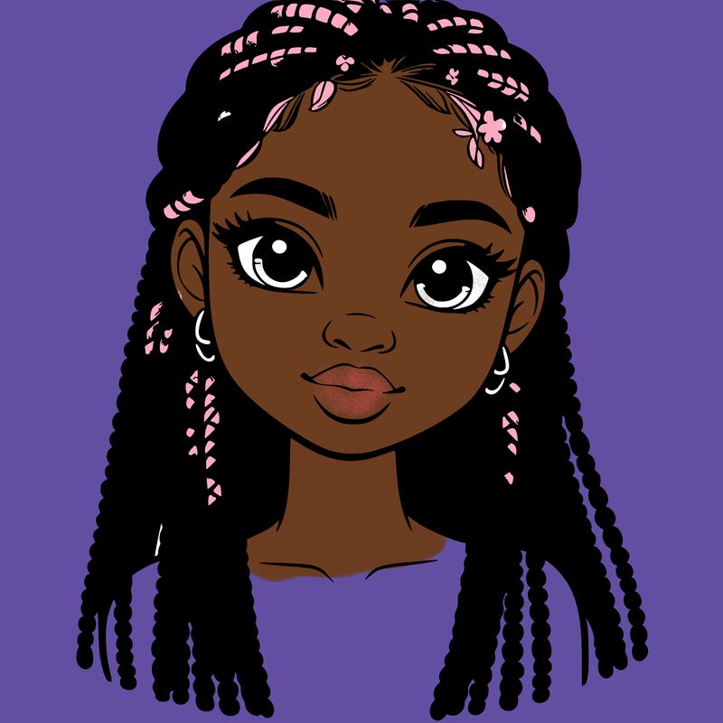 a realistic black girl with braids
