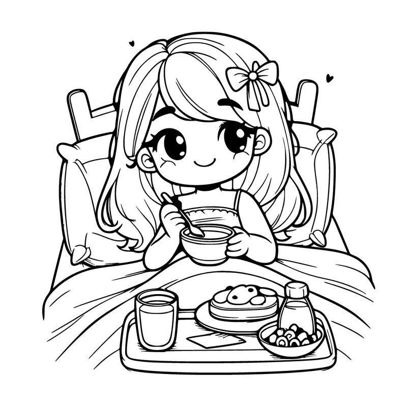 girl enjoying breakfast in bed