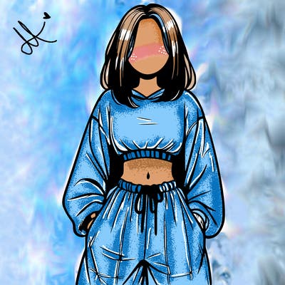 realistic girl faceless with baggy pants and a crop top