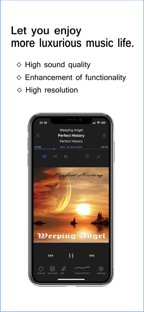 KaiserTone Audio Player +HiRes - KaiserTone high resolution audio player interface showing playback controls and album art