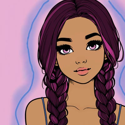 realistic girl with braids