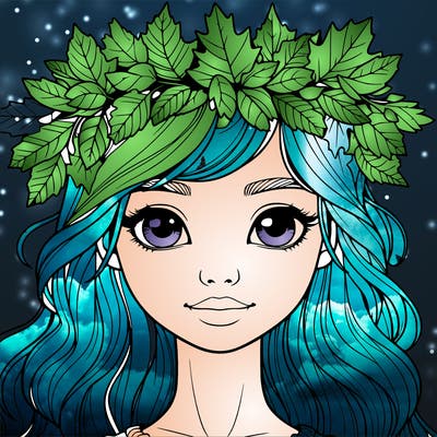 realistic girl with fall leaf crown