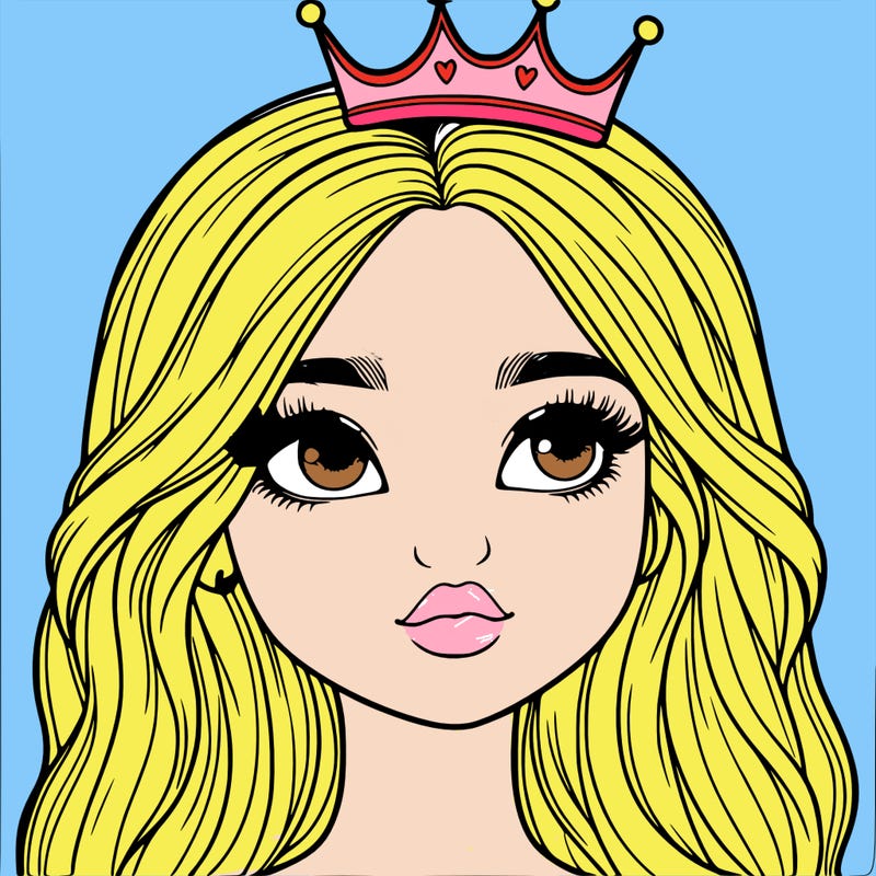 a realistic girl with a crown on