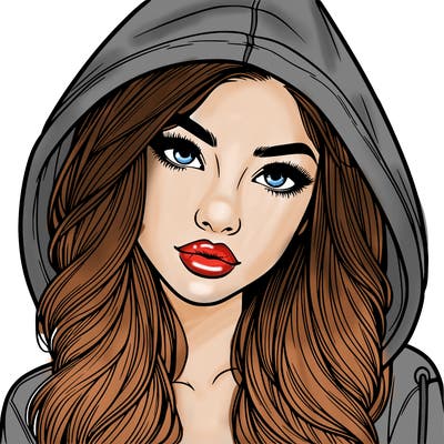 realistic beautiful girl with a hood on