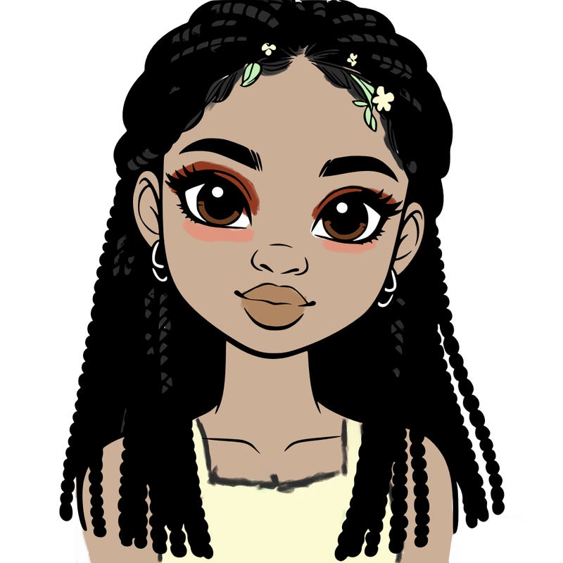 a realistic black girl with braids