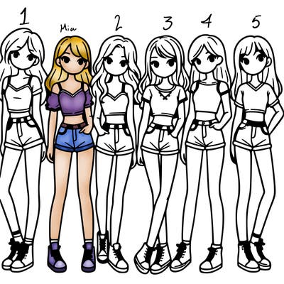 a group of girls wearing crop tops and shorts