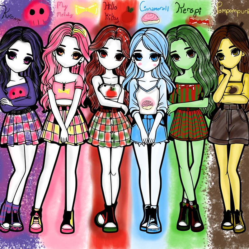 a group of girls realistic