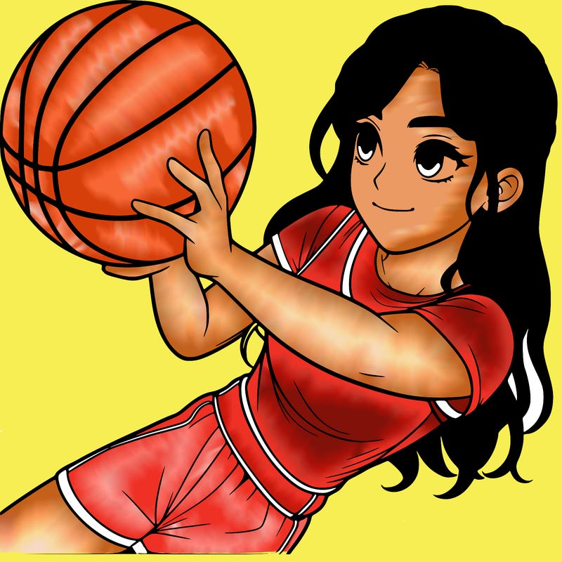 realistic girl playing basketball