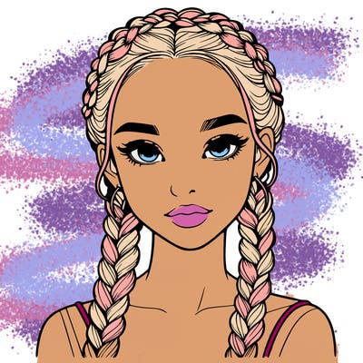 realistic girl with braids