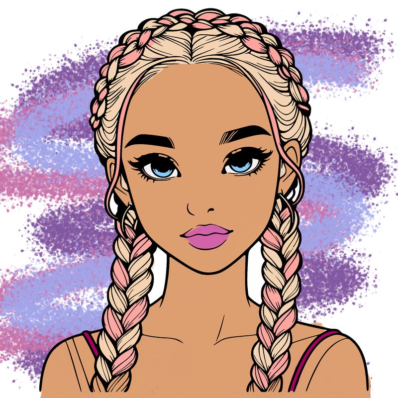 realistic girl with braids