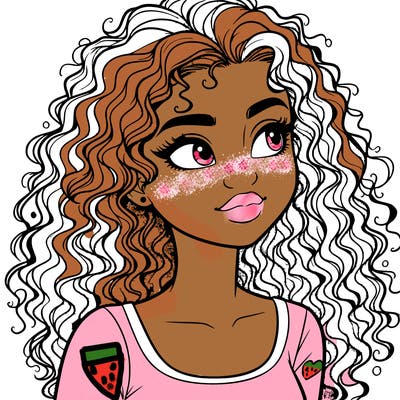 realistic girl with curly hair