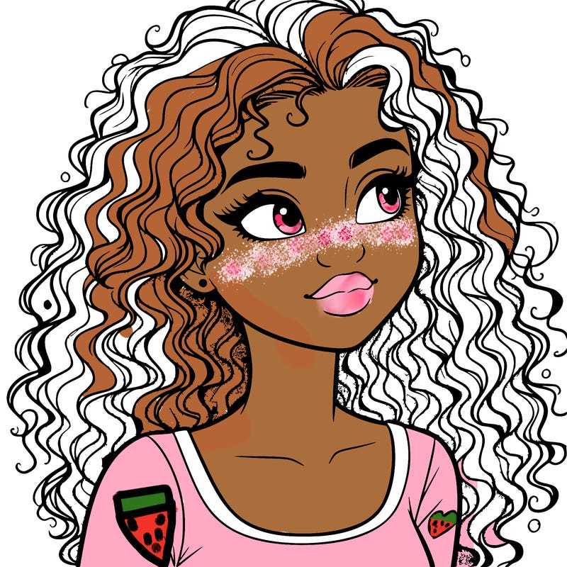 realistic girl with curly hair