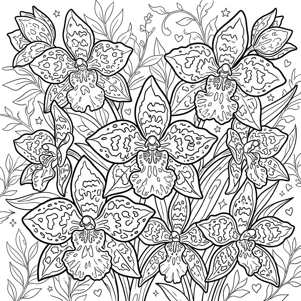 Detailed Odontoglossum Orchids Coloring Page